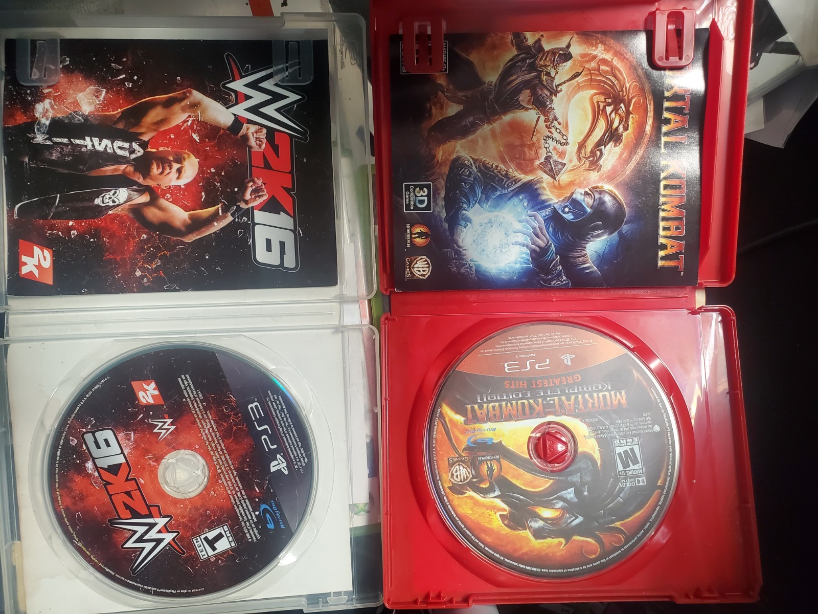 LOT OF 2: PS3 Mortal Kombat Komplete Edition + WWE 2K16 [COMPLETE + MANUAL]