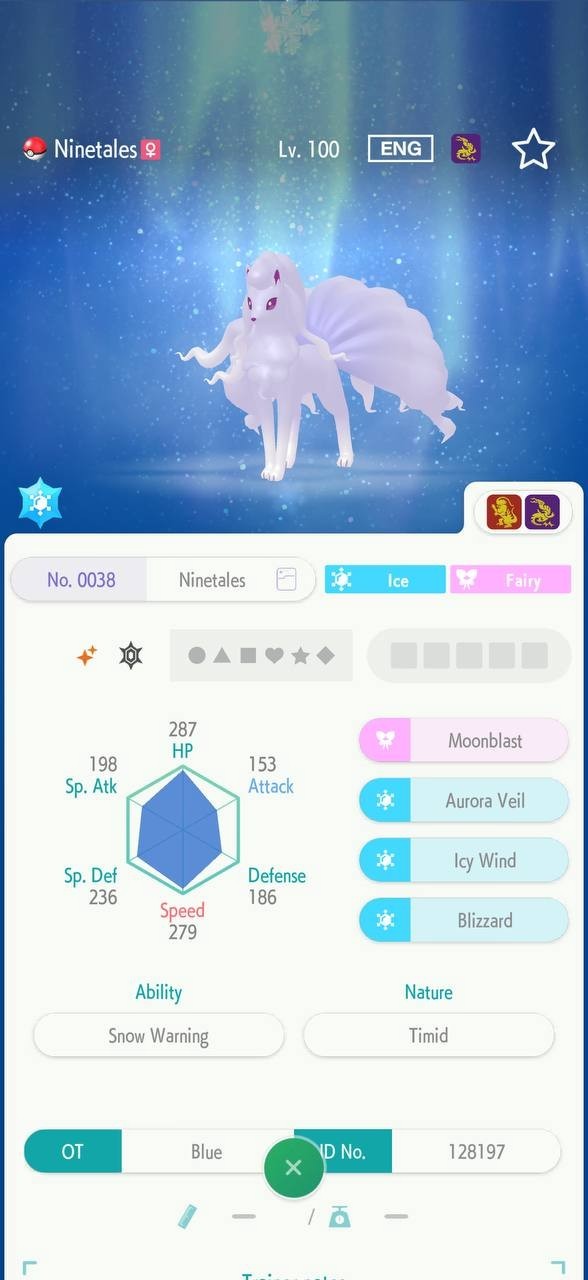 ALOLA NINETALES 🔥6IV SHINY POKEMON HOME🔥Pokemon CHAMPIONS