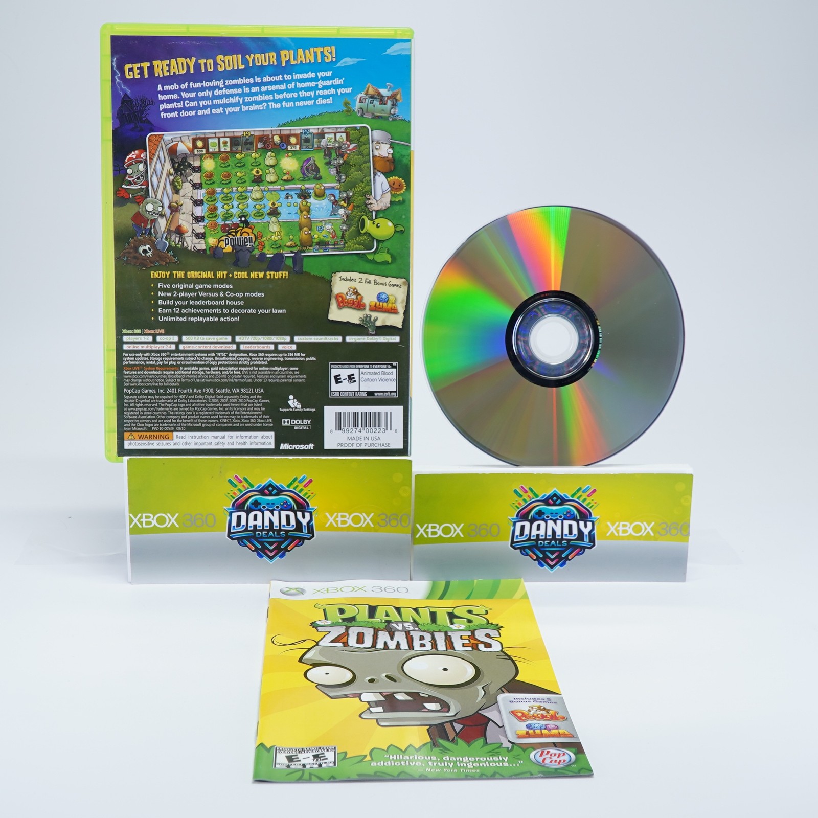 Plants vs. Zombies CIB W/ Manual – Xbox 360