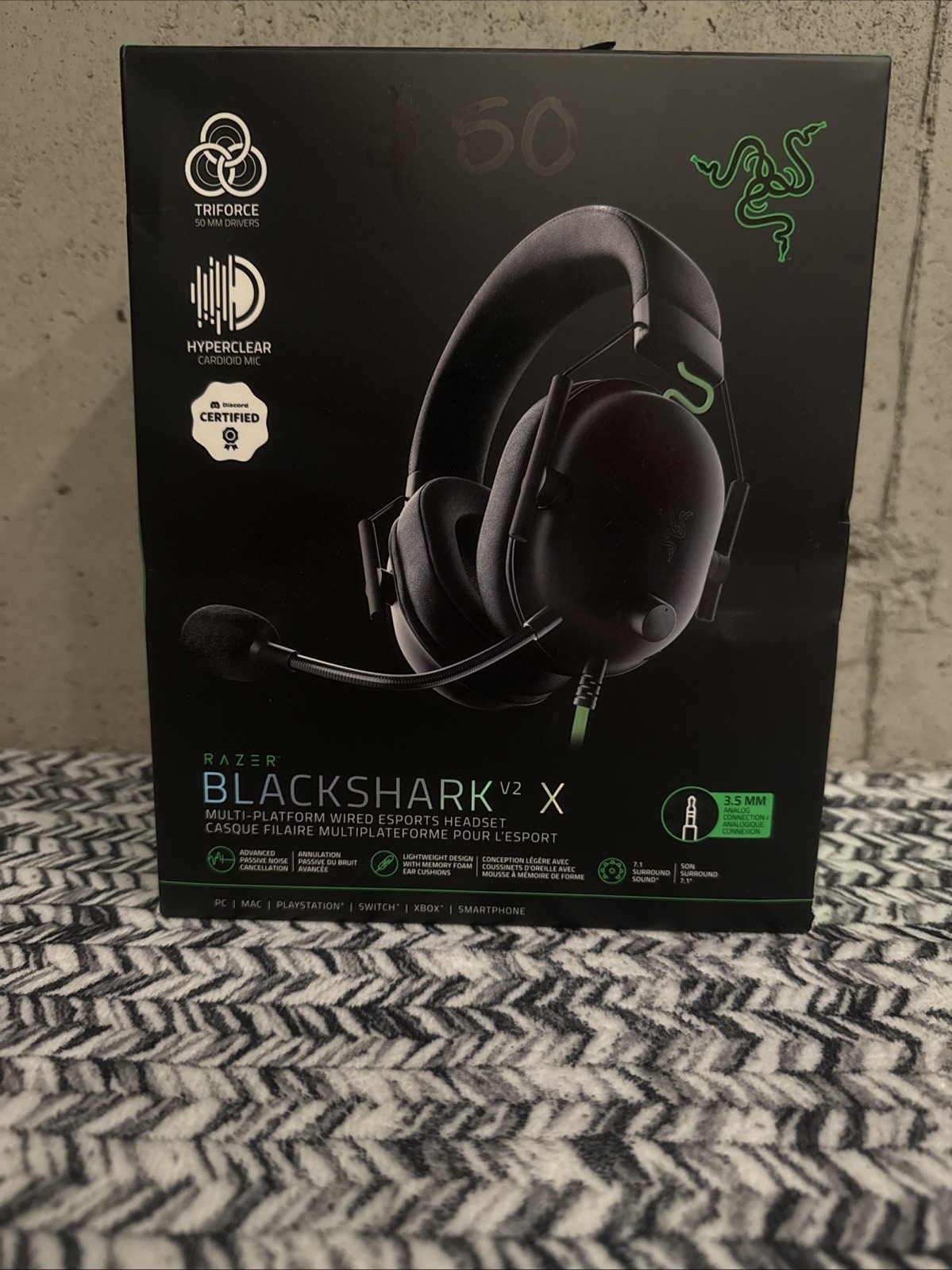 Razer Blackshark V2 X Black Over the Ear Gaming Headset