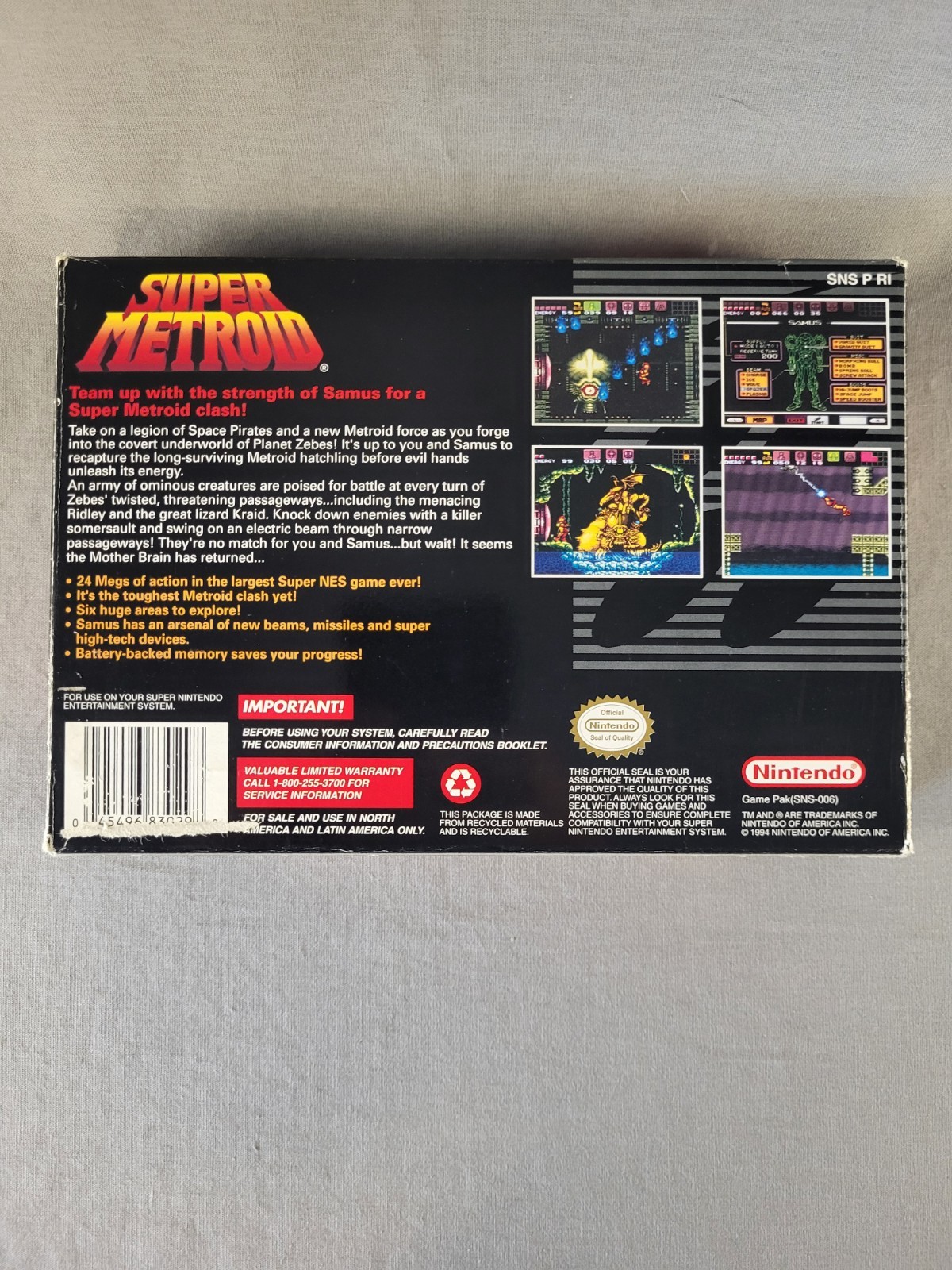 Super Metroid, SNES, Complete, Authentic!