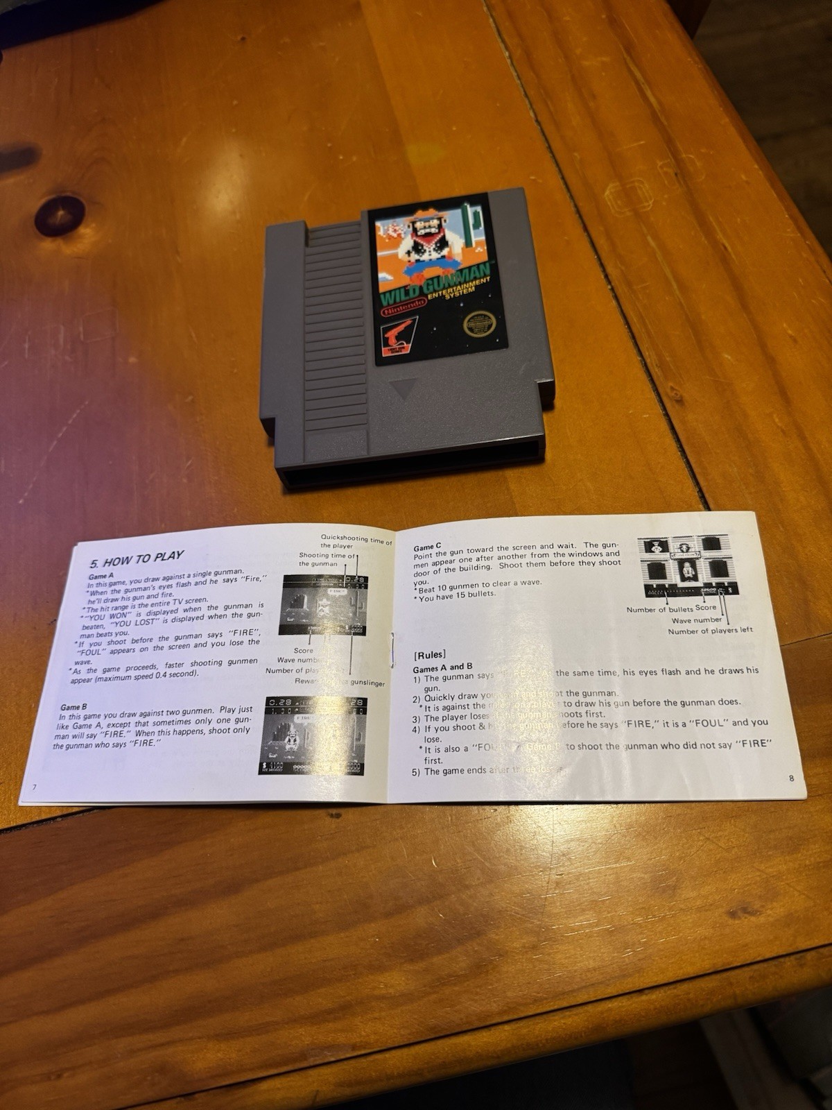 Wild Gunman Nintendo NES 5 Screw Cartridge w/ Manual (1985)