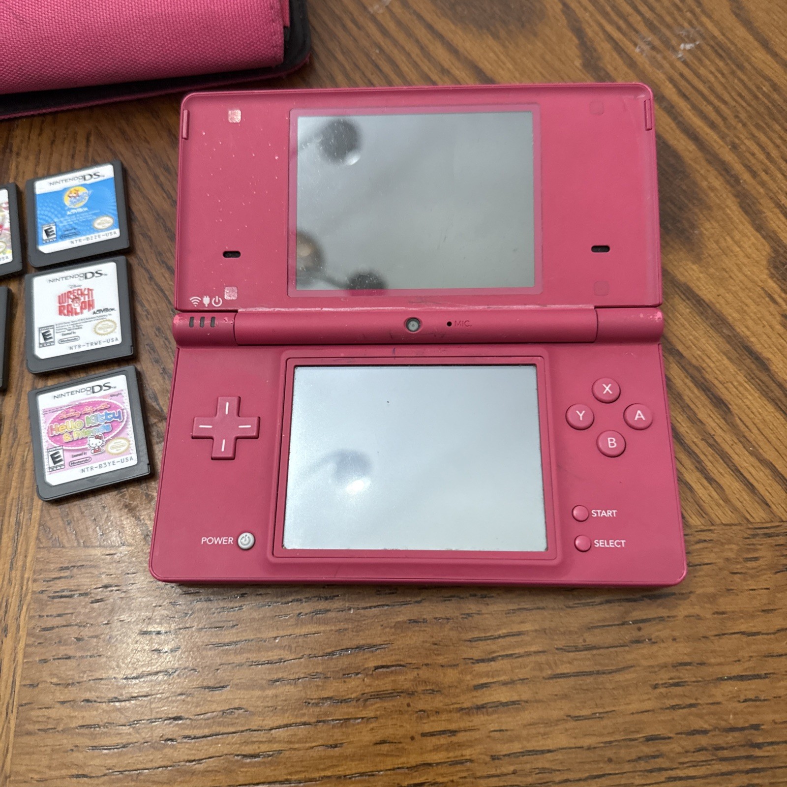Nintendo DS pink Console Carry Case 6 Games Untested
