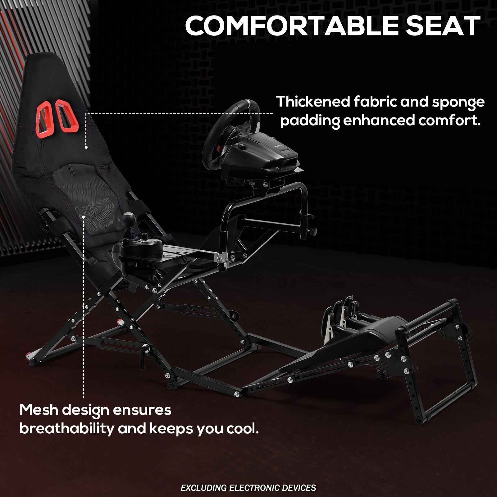 Supllueer Foldable Racing Simulator Cockpit Fits Logitech G923 Moza Thrustmaster