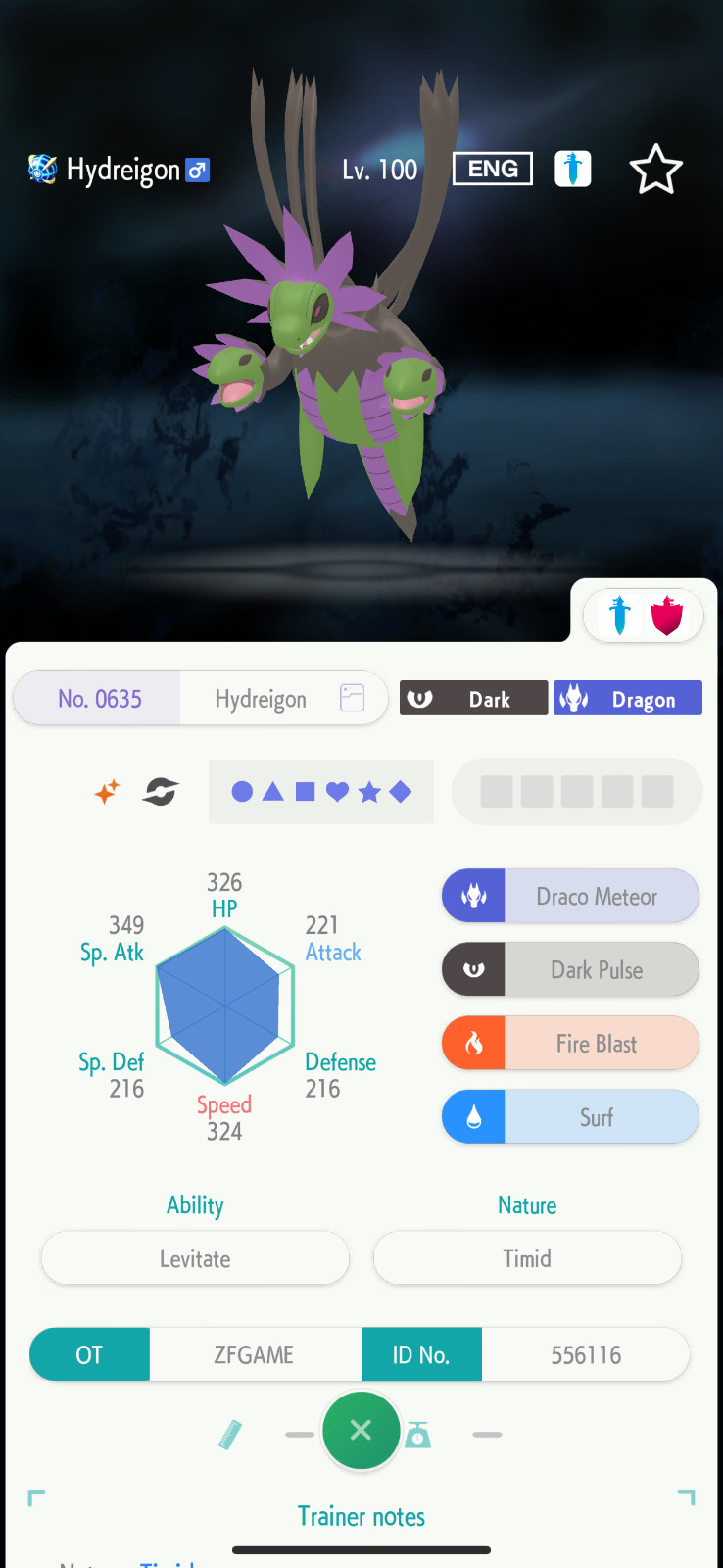 ✨6IV SHINY Hydreigon + EVS🚀 POKEMON HOME✨Champions✨Online delivery⚡