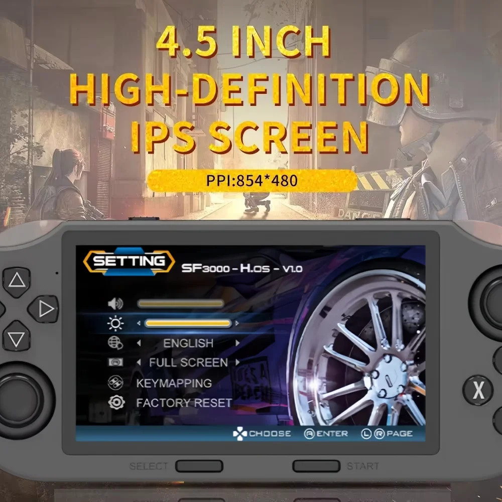 SF3000 Retro Handheld Game Console 4.5 Inch IPS Screen