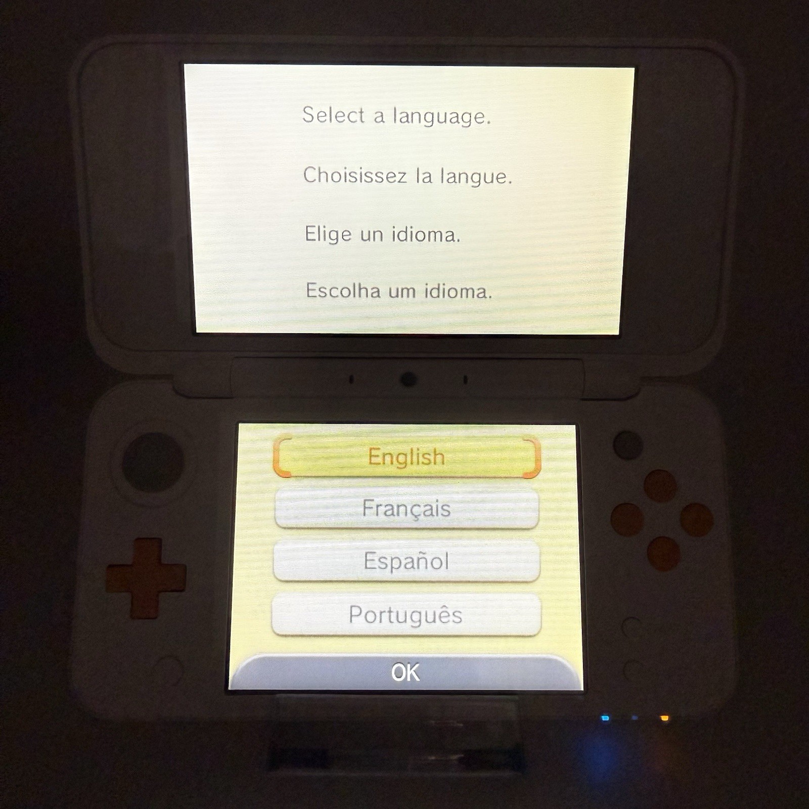 “new” Nintendo 2DS 3DS XL Console White Orange Console, Charger, Box – Tested
