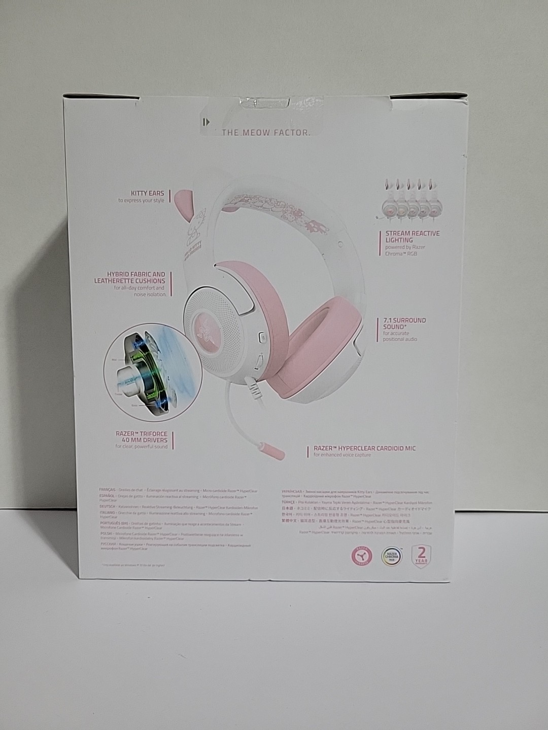 Razer Kraken Kitty V2 Wired USB A Gaming Headset with Kitty Ears and Chroma RGB
