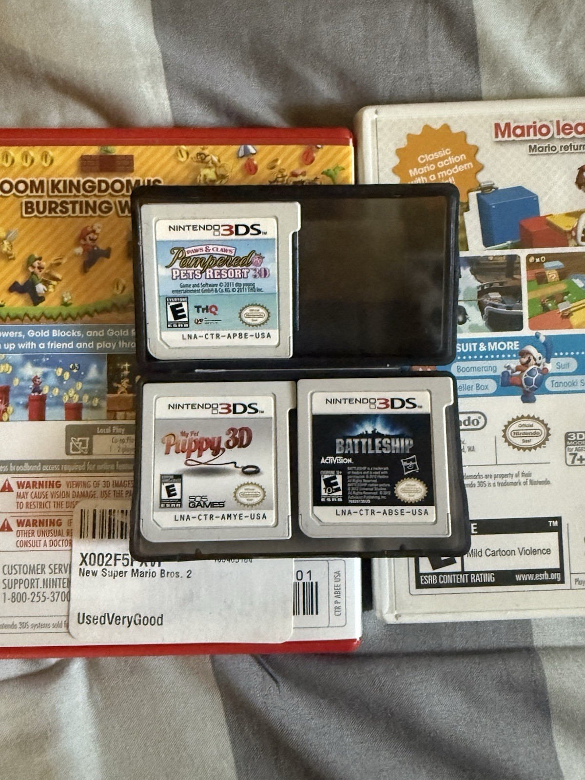 Nintendo 3DS Flame Red Console Bundle, 7 Games, SD Card, OEM charger (TESTED)