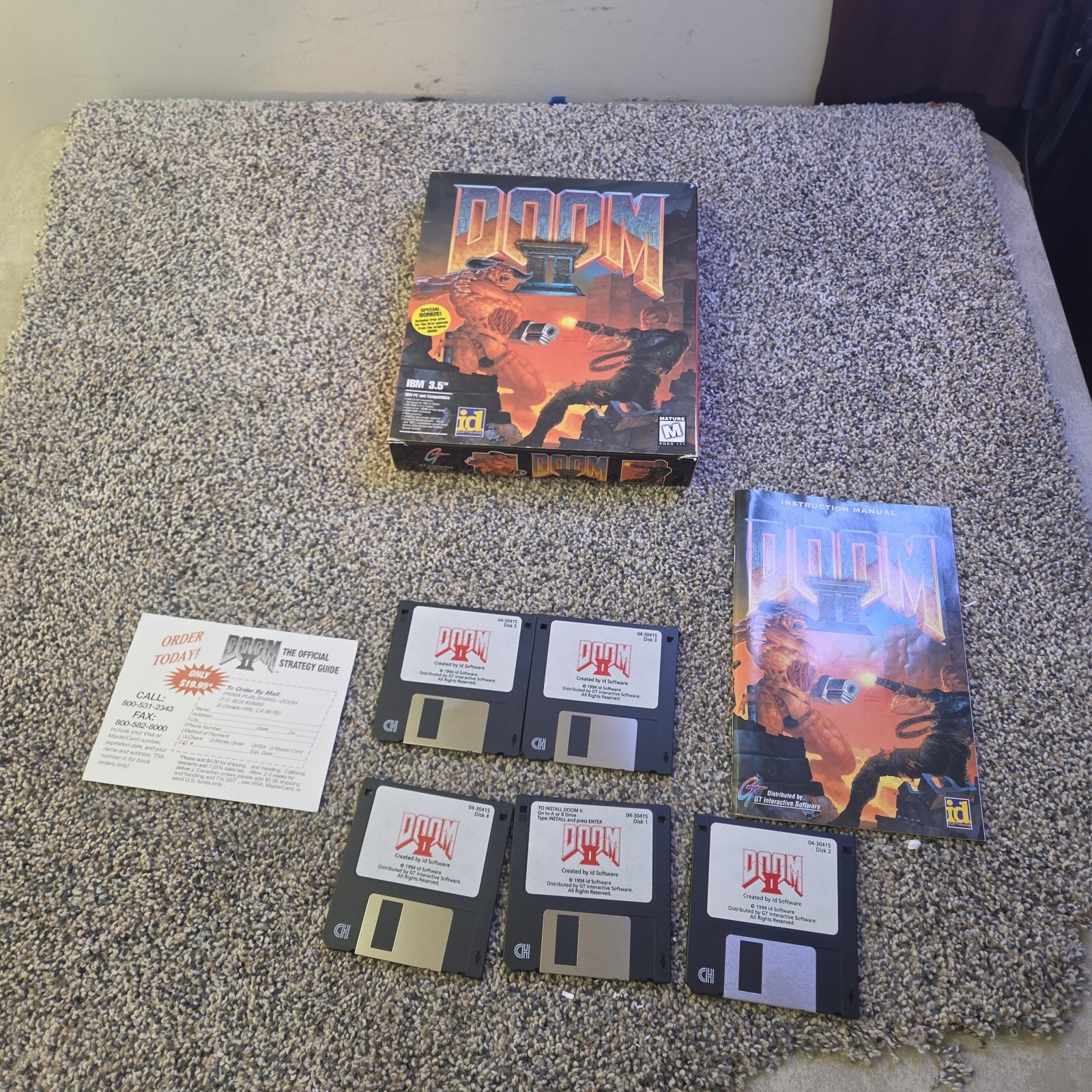 DOOM II PC Game Big Box 3.5 Floppy Original Box Vintage 1994 Instruction Manual