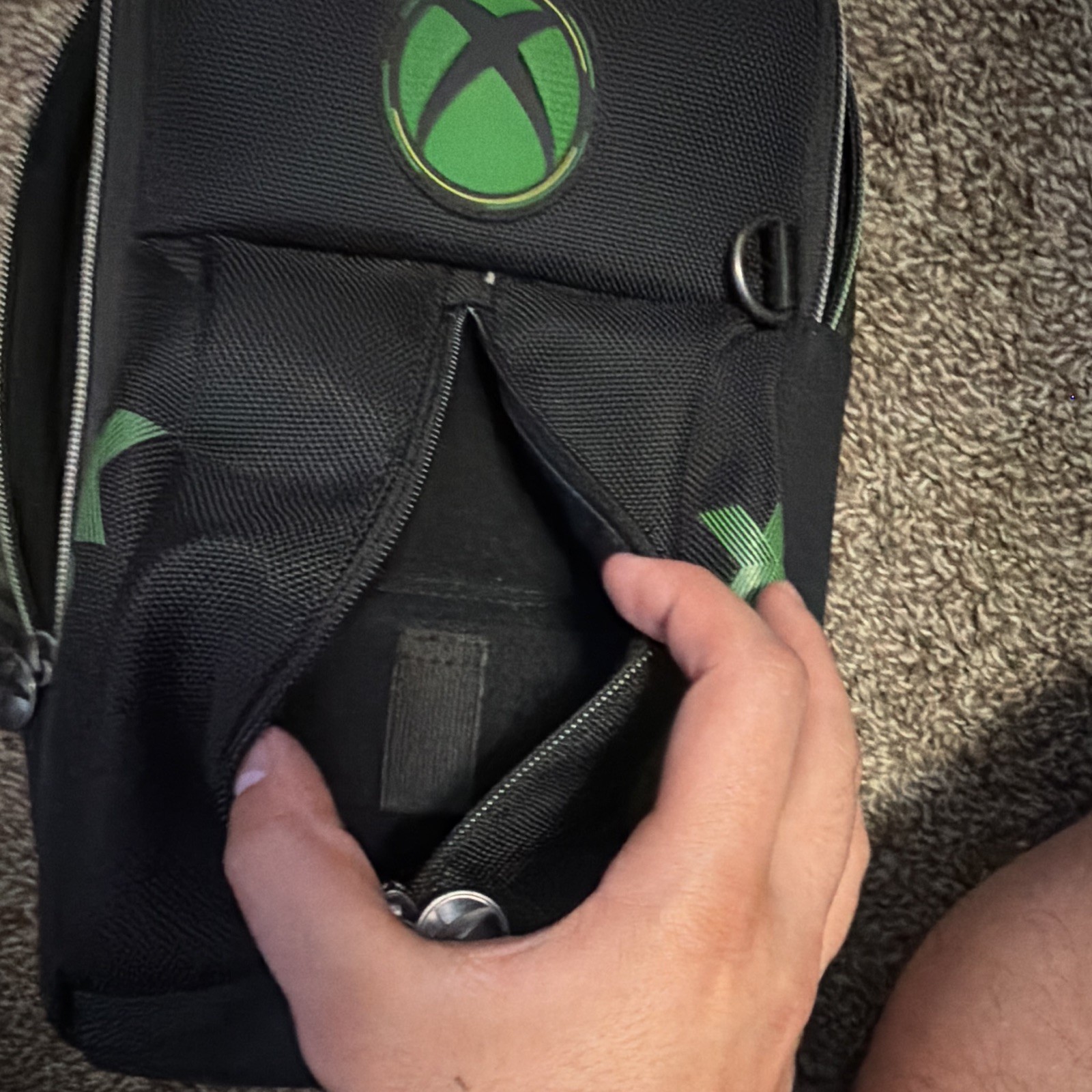 Microsoft Xbox Padded Sling Carrying Case for Console/Controller Black/Green