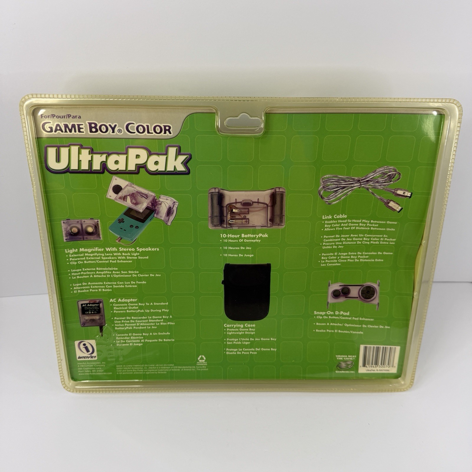 Interact Game Boy Color Value Ultra Pak GBC Purple Grape Accessories New Sealed