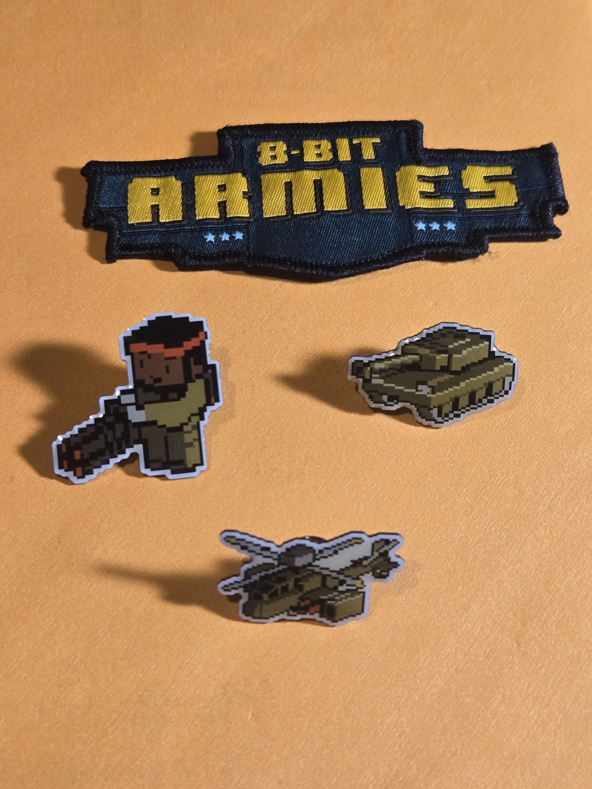 8-Bit Armies Collectible Bundle: Logo Patch + 3 Pixel Art Enamel Pins Rare Set