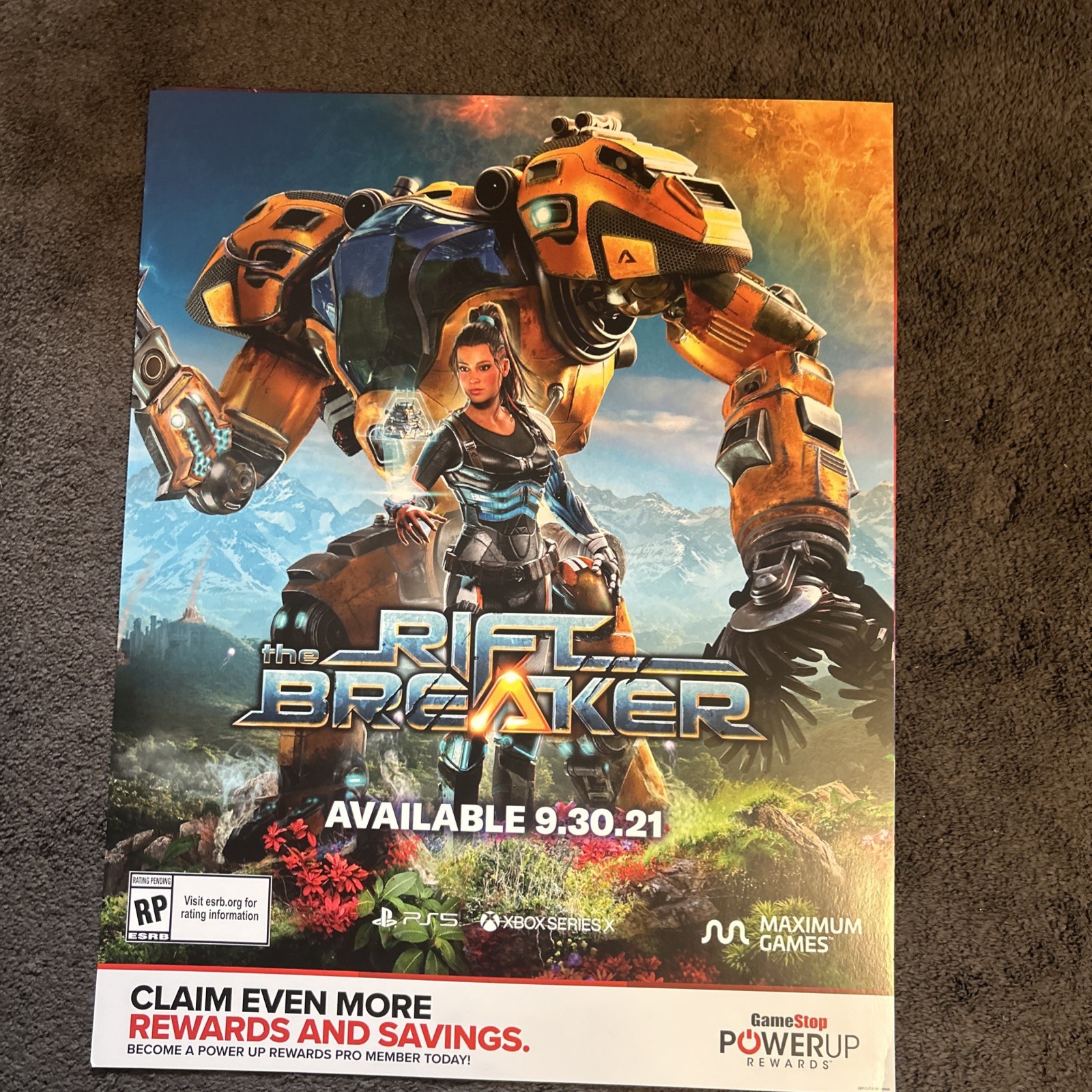 The Rift Breaker GameStop Promo Poster PS5 Xbox Series X 28 x 22