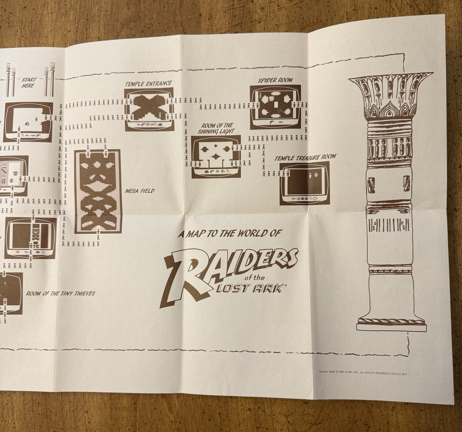 VINTAGE 1983 A Map To The World Of Raiders Of The Lost Ark Solution Sheet Atari
