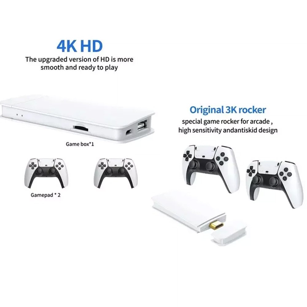 128G HDMI TV Video Game Stick M15 4K Gaming Console Gamepad 2 Pack Controller