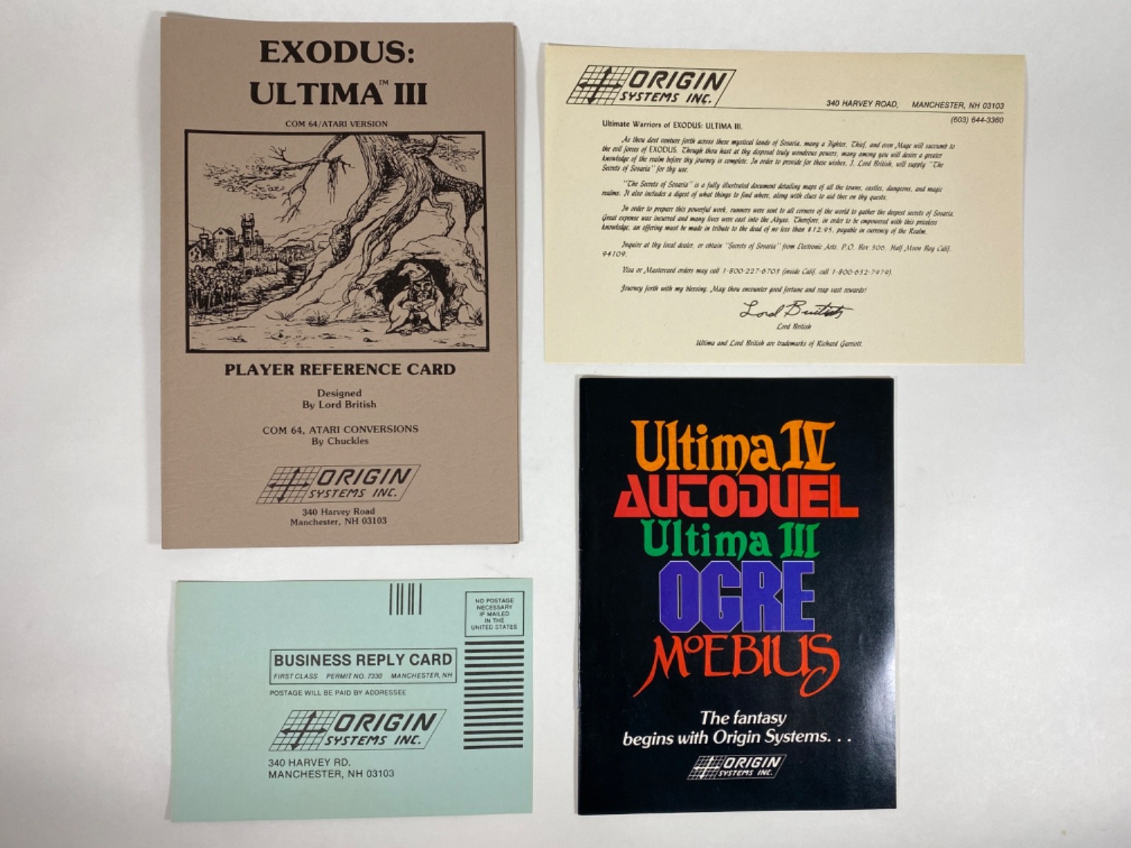 Ultima III Exodus Atari 800 XL XE COMPLETE Cloth Map Origin Systems Lord British