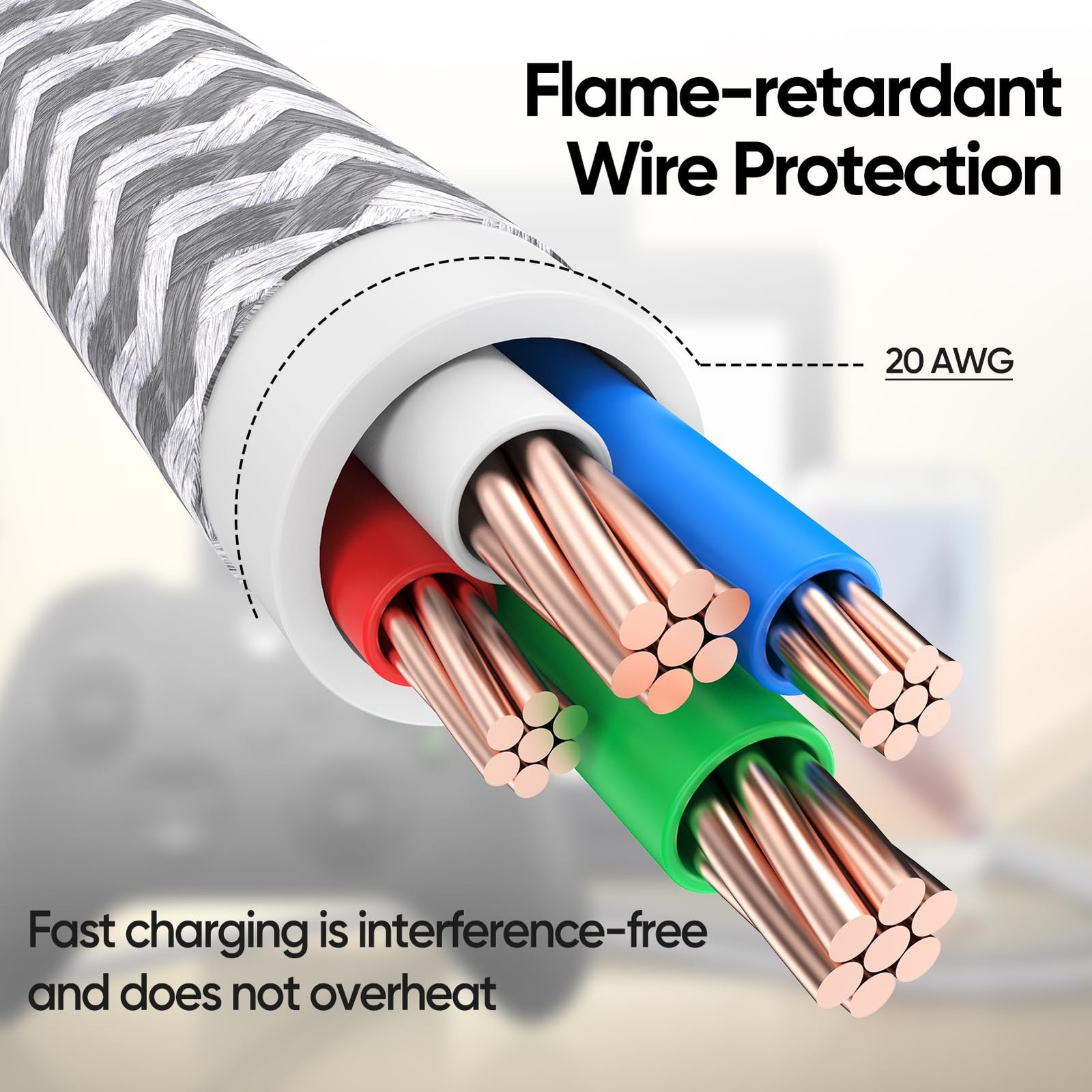 20 Ft USB C Cable Extra Long, A 2.0 to Type C 18W Fast 20 Feet, Silver