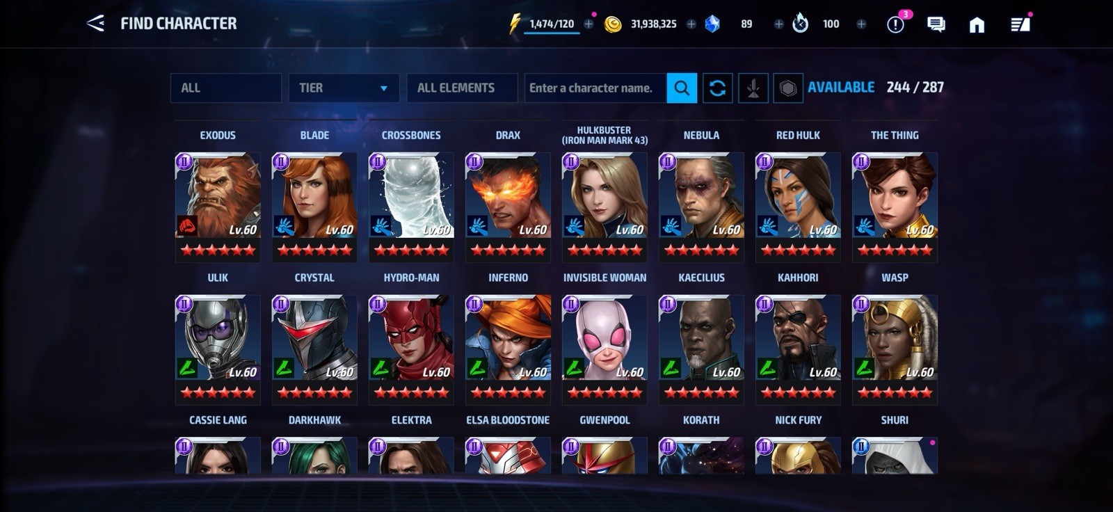 Stacked MARVEL Future Fight Account