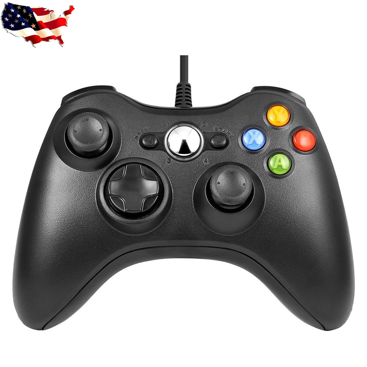 Black USB Wired Dual Shock Gamepad Game Controllers for Microsoft Xbox 360 / PC