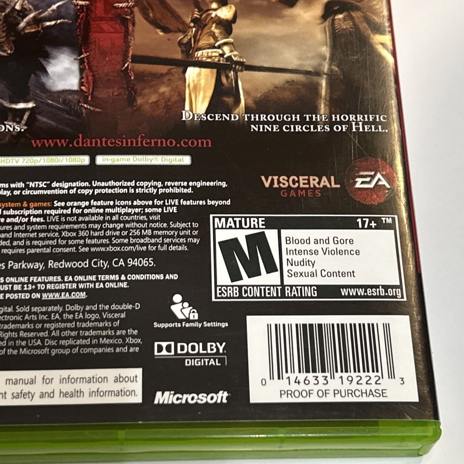 Dante’s Inferno Xbox 360 EA Visceral Games Action Horror Xbox Live Game Complete