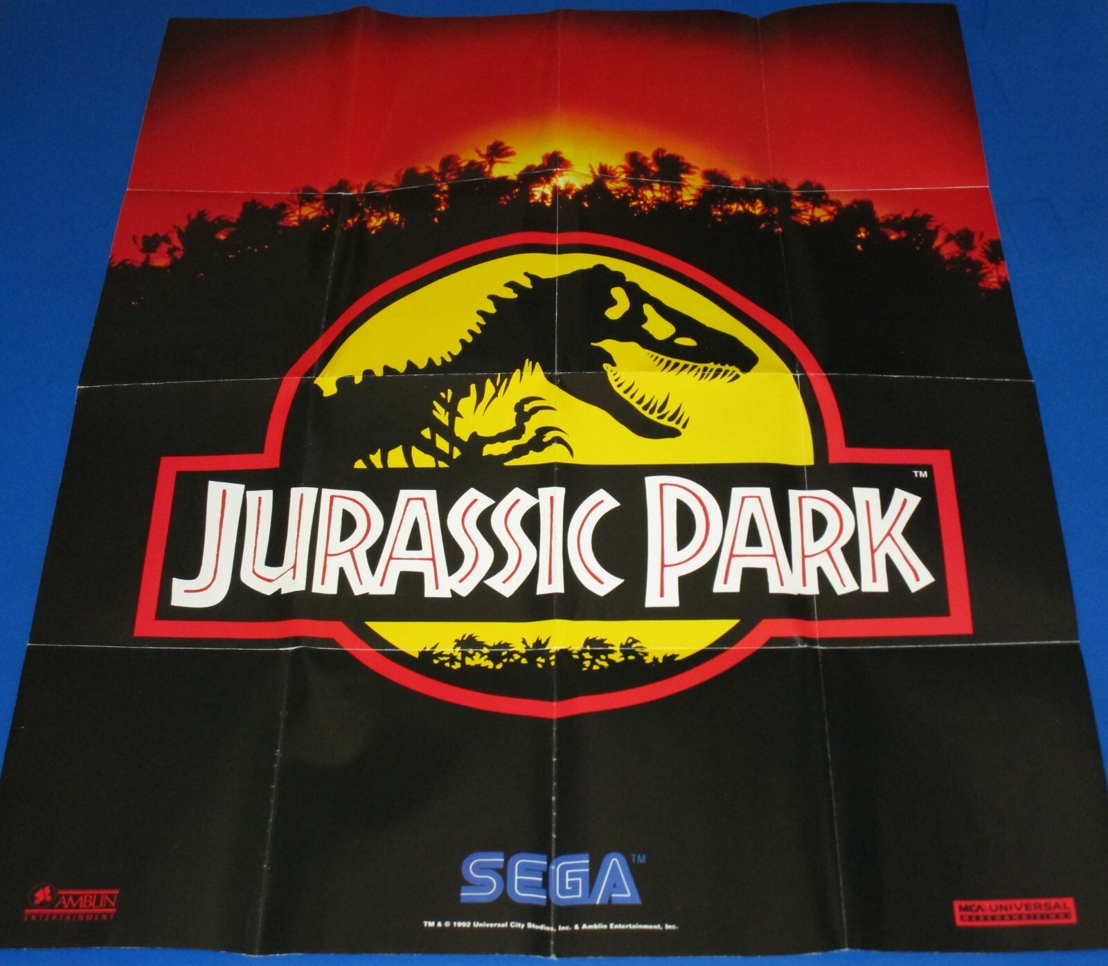 Sega Genesis “Welcome to the Next Level” Jurassic Park Fold Out Poster Insert