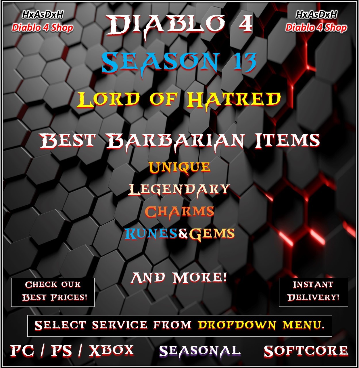 ✨Diablo 4✨Season 13✨Best Barbarian Items✨Meta Items for Builds✨Set Charms✨24/7✨