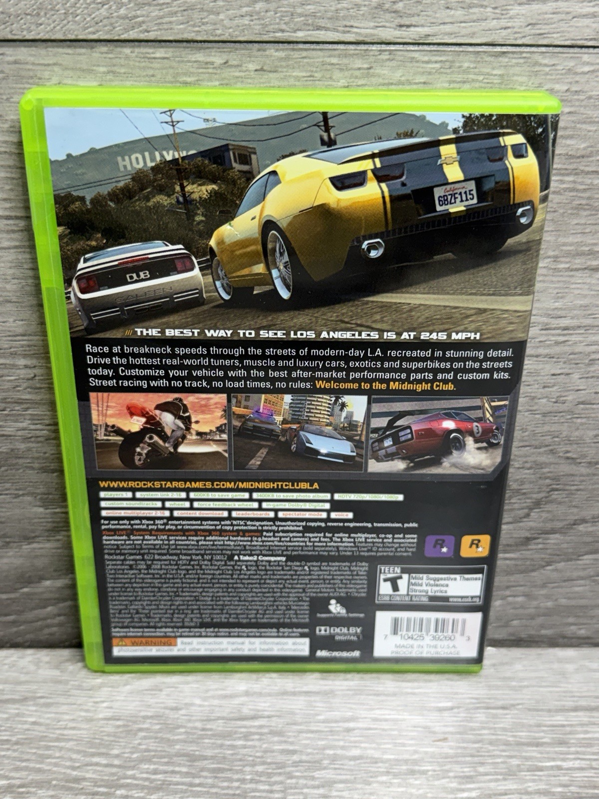 Mint💿! Midnight Club: Los Angeles VG Refurb + 1yr Warranty Xbox 360 NO MANUAL