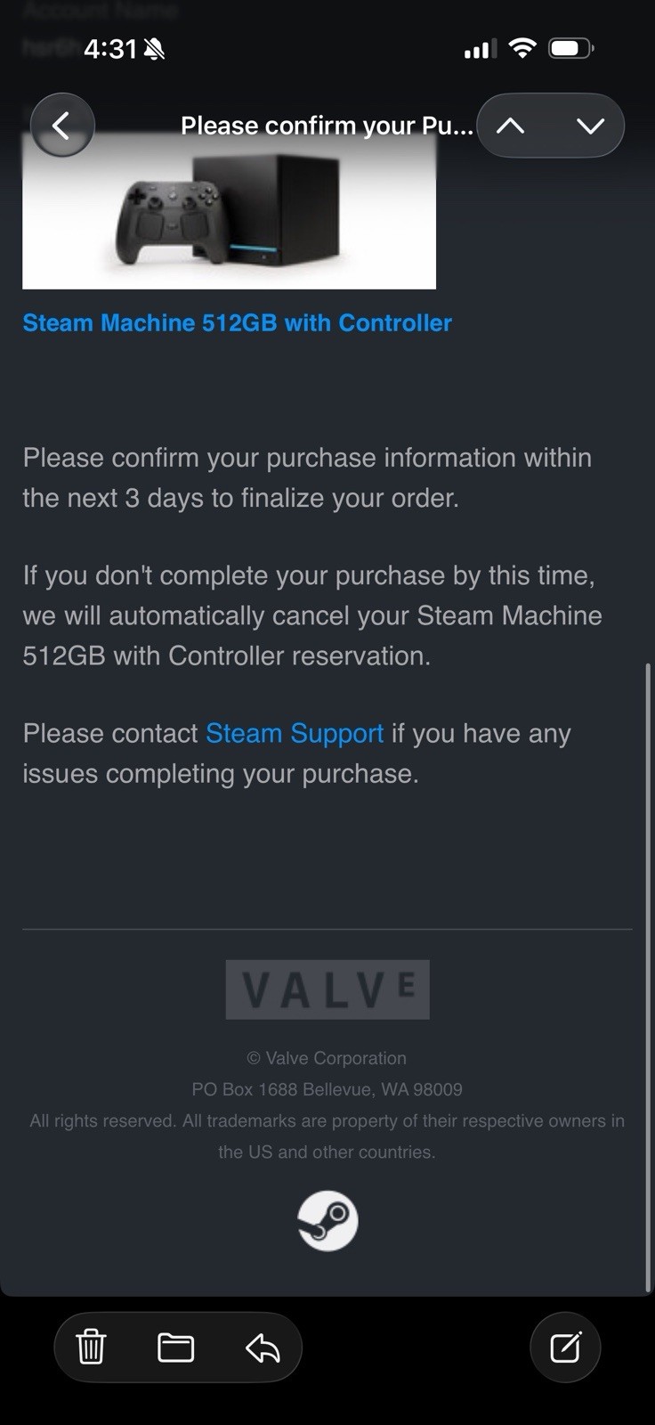 Steam Machine 512GB Valve PC – NO CONTROLLER