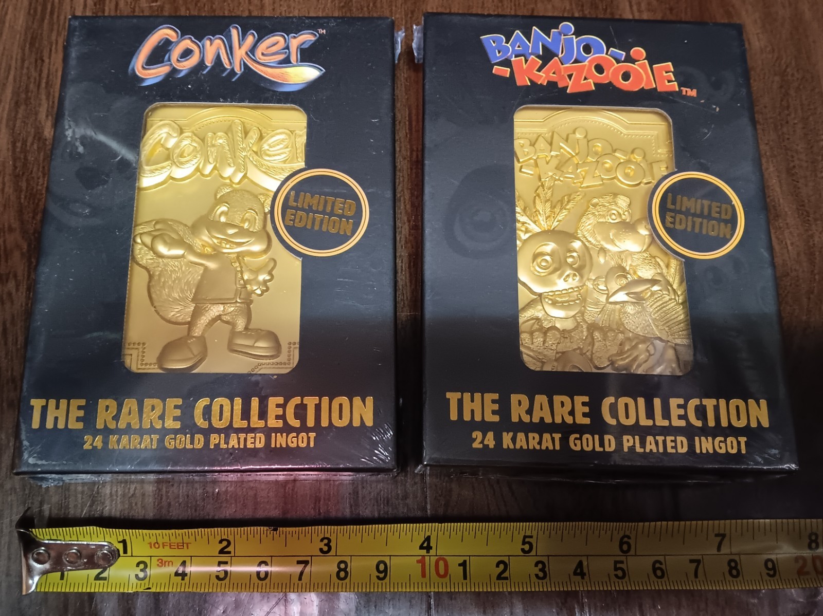 2 RARE COLLECTION 24k Gold Plated Ingots Conkers Bad Fur Day Banjo Kazooie N64!