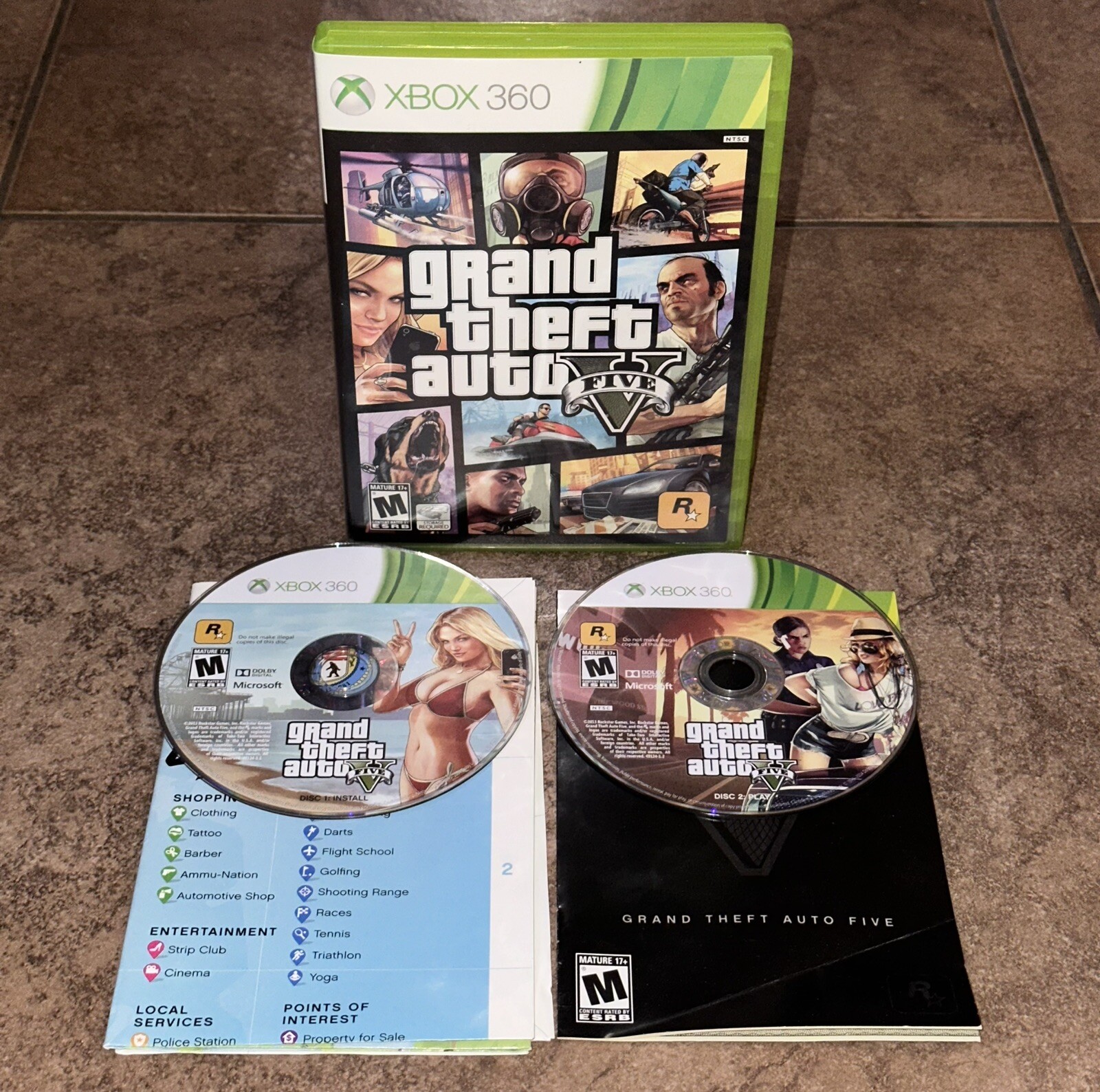 Grand Theft Auto V – GTA 5 – Xbox 360 CIB Manual And Map Included Complete