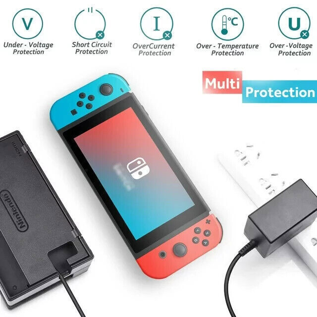 For Nintendo Switch AC Power Supply Adapter Home Wall Travel Charger Cable 2.4A