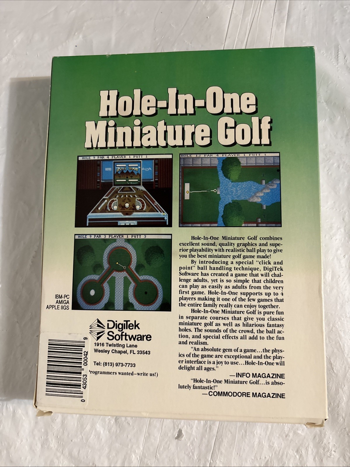 Hole In One Miniature Golf DigiTek Software IBM/PC 3.5 Disks. Vtg Mac Apple