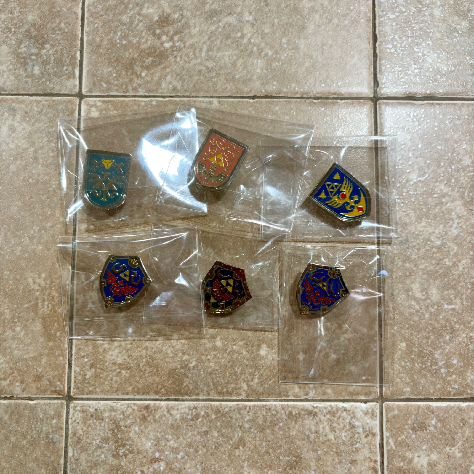 The Legend of Zelda Shield Pin Badge Collection Set of 6 Capsule Toy Japan New