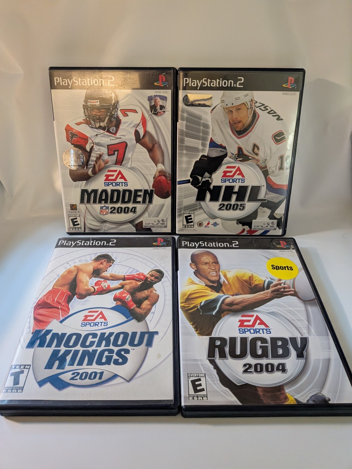 PS2 EA Sports Lot of 4 All CIB – Madden 04, NHL 05, Rugby 04, Knockout Kings 01