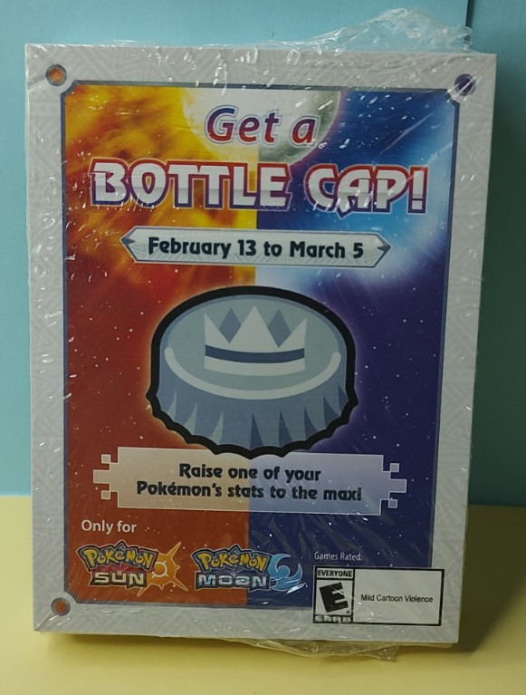 SEALED Pokemon Sun & Moon 3DS Get A Bottle Cap RARE GameStop Promo Cards EXPIRED