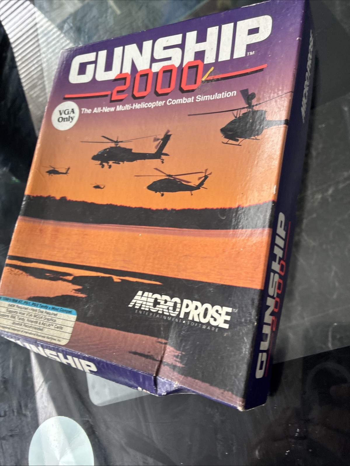 Gunship 2000 Micro Prose PC Five 5.25″ Disks & Printed Manuals In Original Box