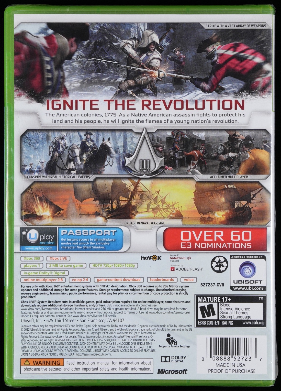 Assassin’s Creed III 3 (Xbox 360) PSA 9.8 A+ Graded