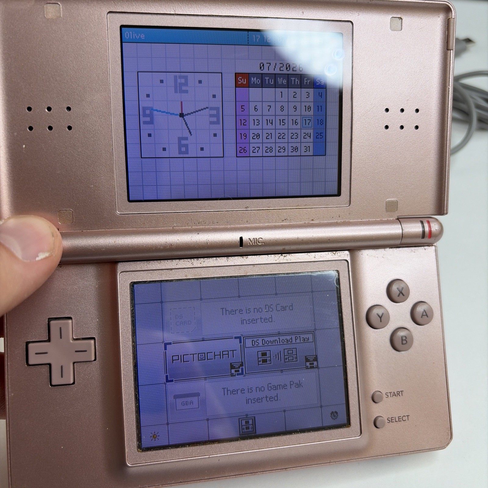 Nintendo DS Lite Rose Pink Handheld Console US Model w/ Charger Tested