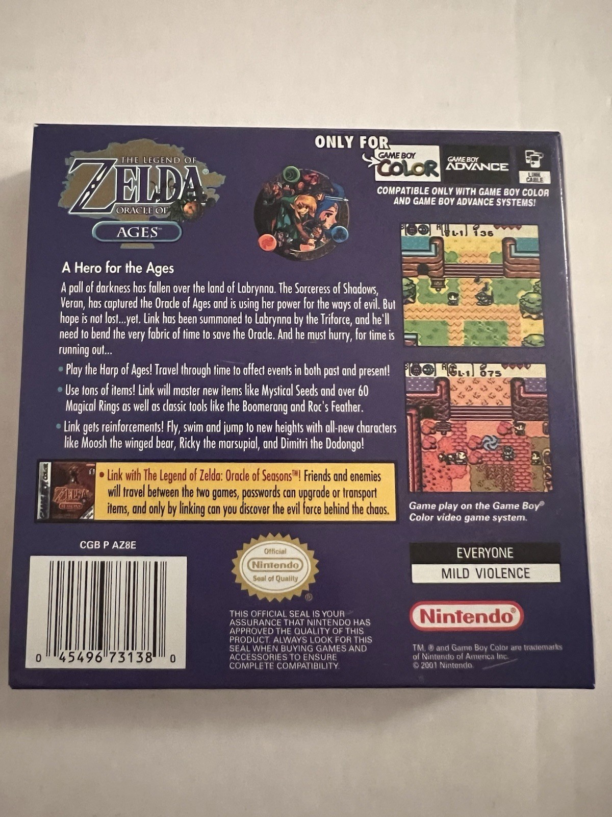 Zelda: Oracle of Ages GBC NTSC-U/C Manual Included CIB Complete