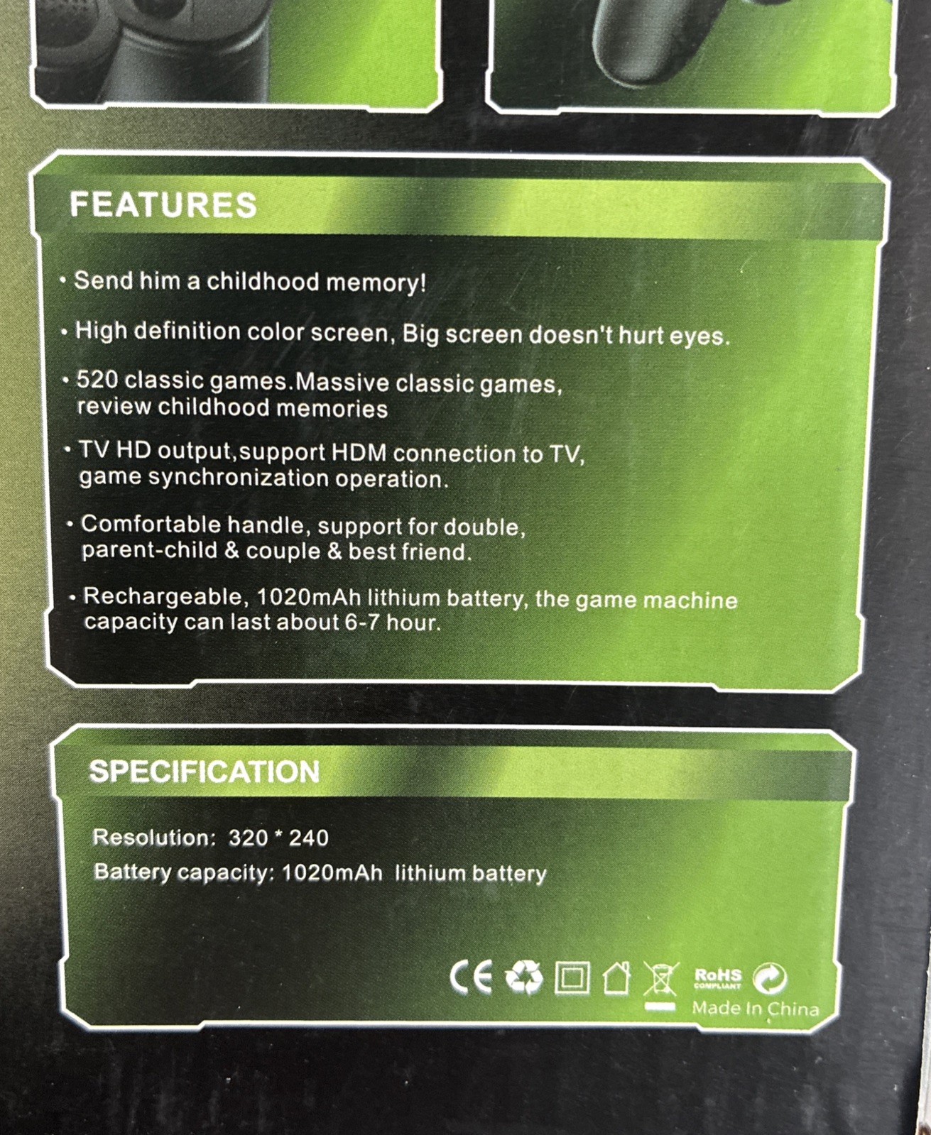 S10-Gamepad -Controller With Screen & 520 Built In Games Wireless Connect To TV