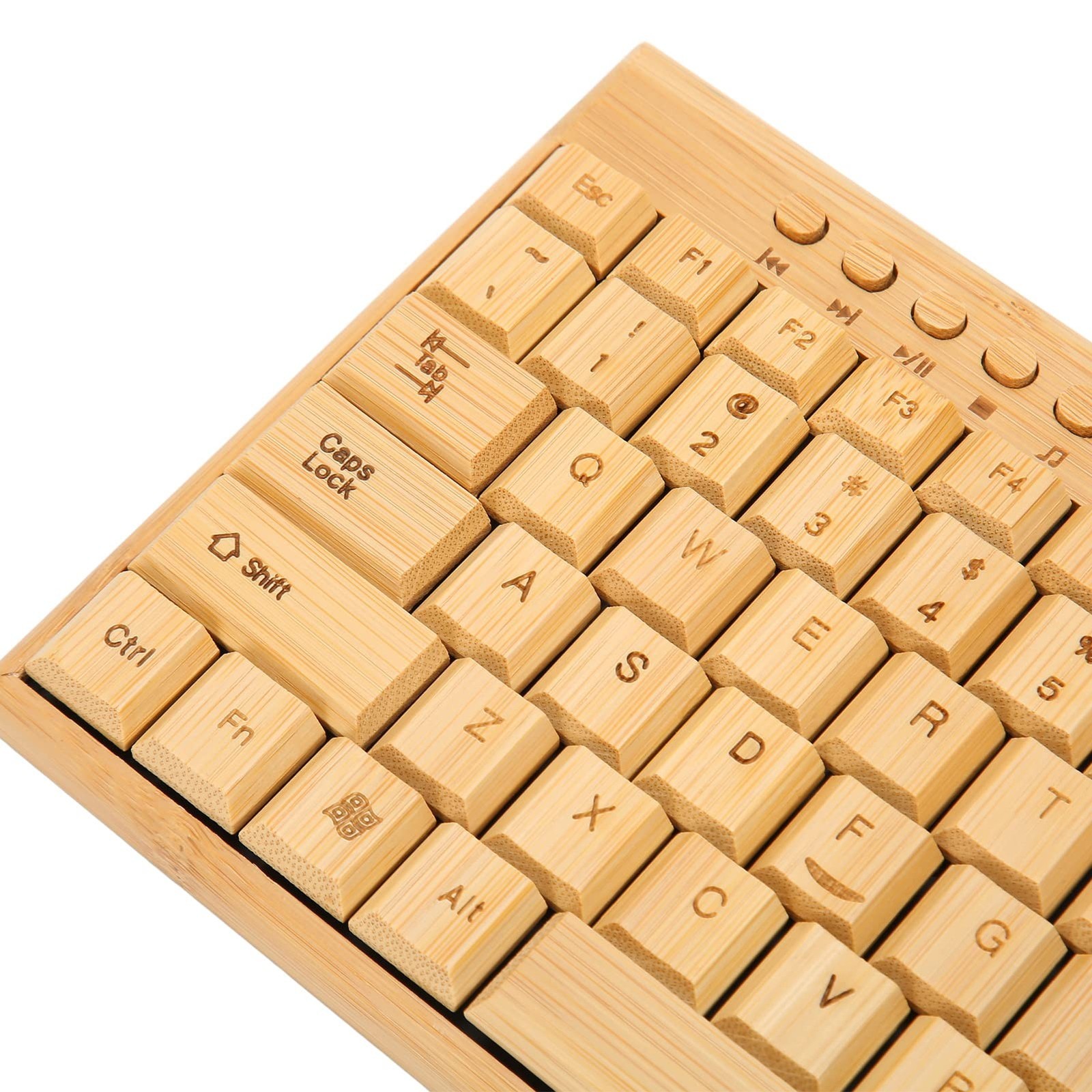 PenRux Keyboard and Mouse, Bamboo Wood Full Sized Keyboard, Unique Compact Mo…