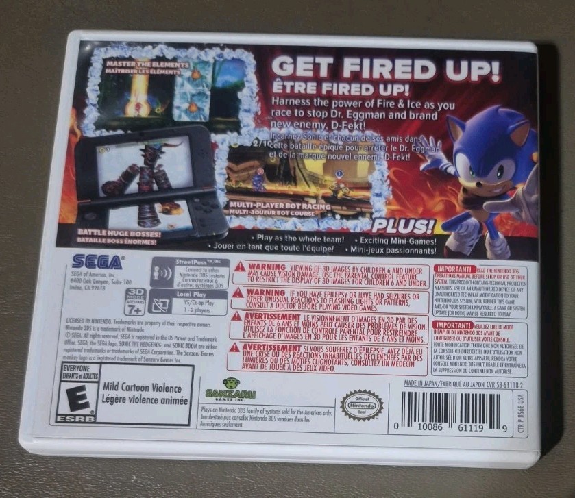 Sonic Boom: Fire & Ice — Launch Edition (Nintendo 3DS, 2016) TESTED AND WORKING