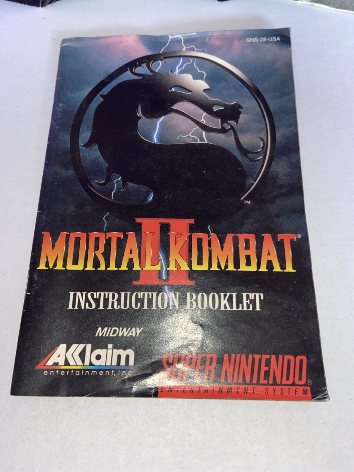 Vintage 1994 Mortal Kombat 2 Super Nintendo Snes W/ Box, Manual, & Poster