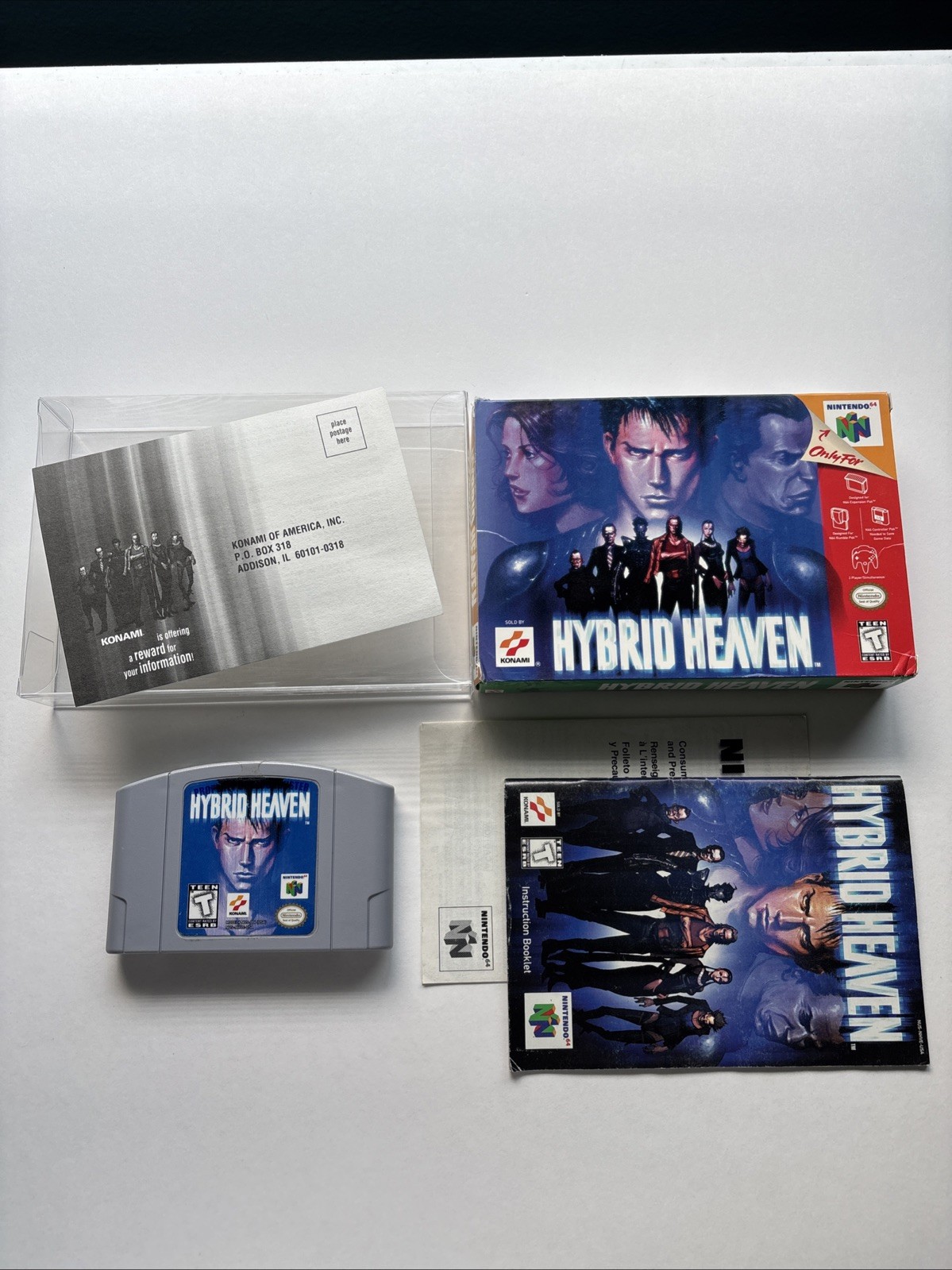 Hybrid Heaven Nintendo 64 N64 Complete In Box CIB Reg Card Blockbuster Rental
