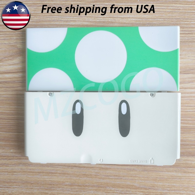 Top + Bottom Plates Cover For NINTENDO NEW 3DS Mario 1 UP Green Mushroom BRAND