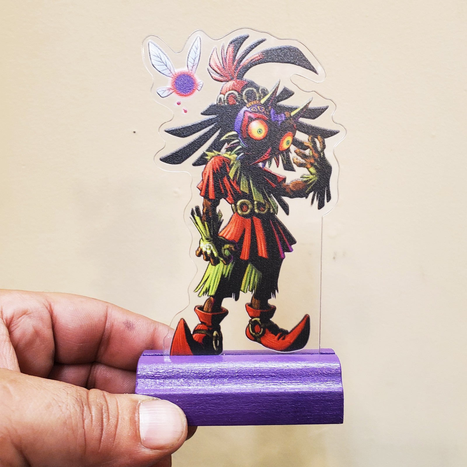 Majoras Mask Skull Kid Cutout Display Standee 5.5 in. tall w/ Purple Wooden Base