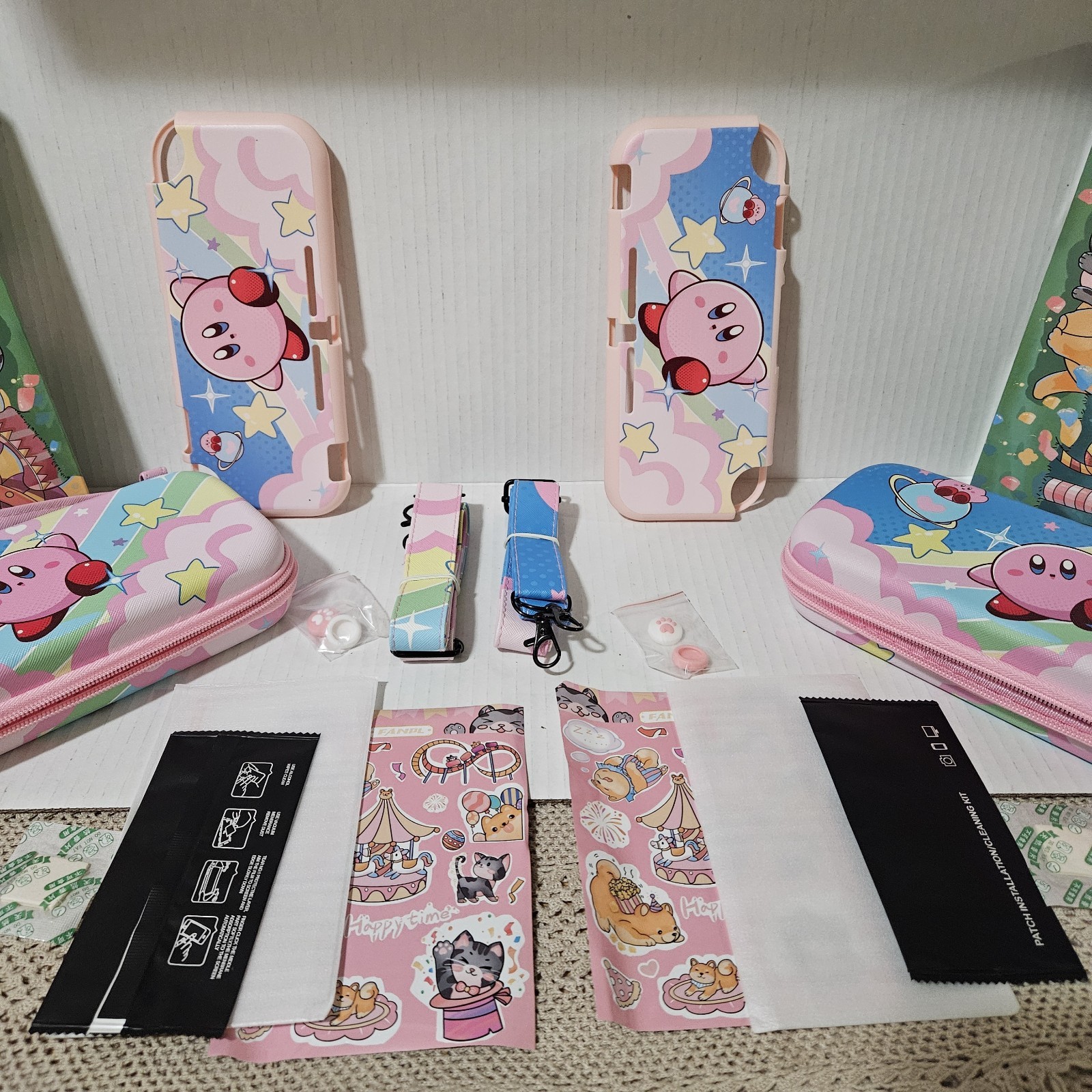 Lot 2 KIRBY Nintendo Switch Hard Carry Case Unbranded w/Accessories Pink NEW