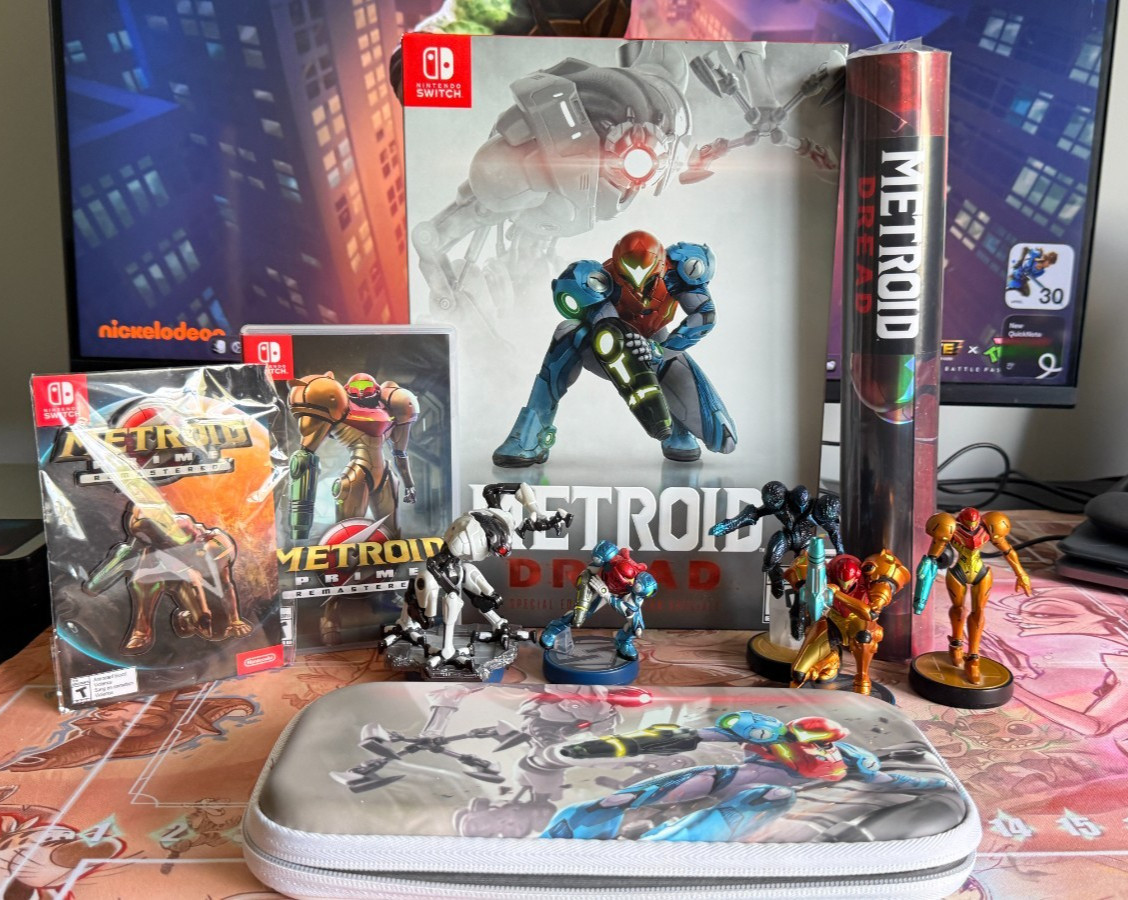 Metroid Dread Special Ed + Posters + 5 Amiibo + Prime Remastered Switch Bundle