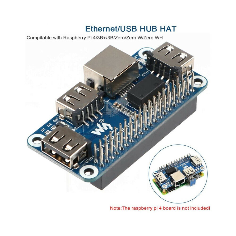 Ethernet USB 2.0/1.1 RJ45 HUB HAT Board Kit For Raspberry Pi Zero/Zero W/Zero WH